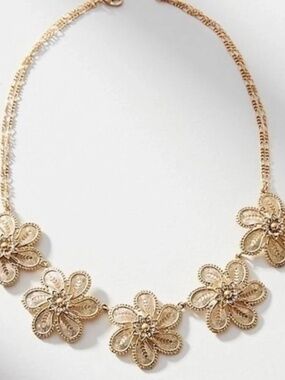 Anthropologie Fall Filigree Flower Bib Necklace